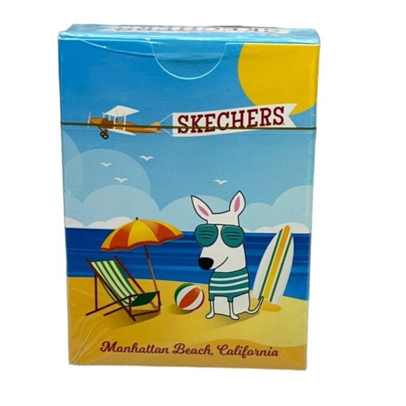 Skechers Playing Cards New Deck Manhattan Beach California Dog Airplane Surf - Picture 1 of 5